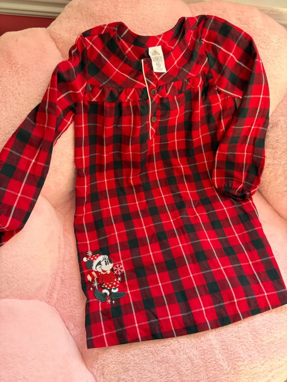 🎄Disney store Minnie Mouse plaid flannel nightgown size 9/10 EUC! - Picture 3 of 8